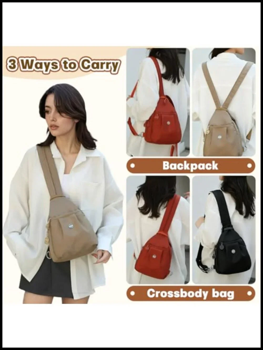 Mini Commuter Backpack, Convertible Oxford Cloth Anti-Theft Bag